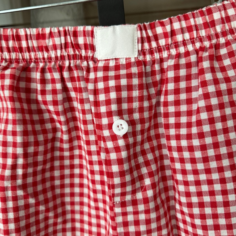 Gingham boxer shorts logo patch daily drills parke high waisted rise pjs lounge - Picture 2 of 4